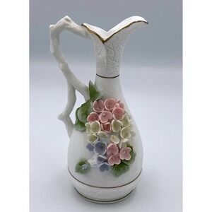 Vintage Lefton Hand Painted China Pastel Color Applied Floral Deco Rosebud Vase
